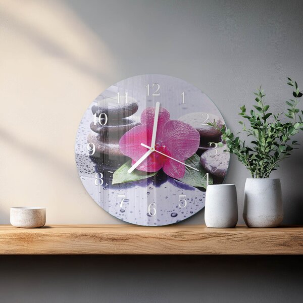 Skleněné hodiny na stěnu Orchidej zsob-fi30-00086429