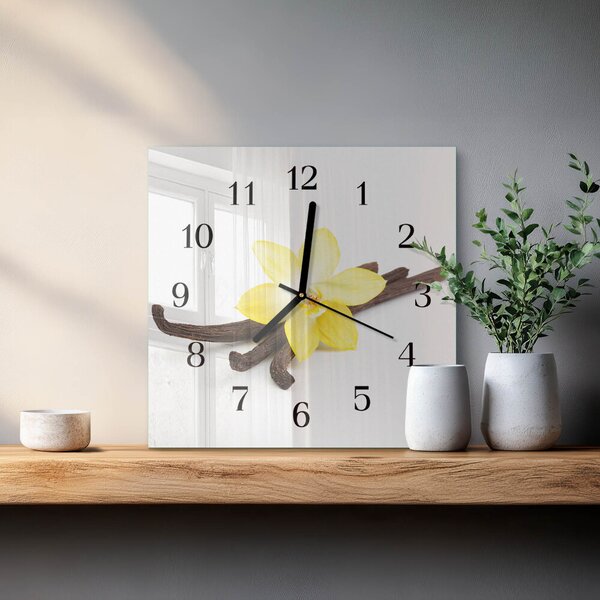 Skleněné hodiny na stěnu Vanilková orchidej zskc-30x30-00178712