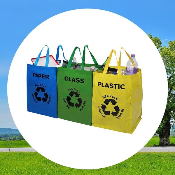 4Leaders Tašky na tříděný odpad papír plast sklo 3 ks 43×31×30 cm