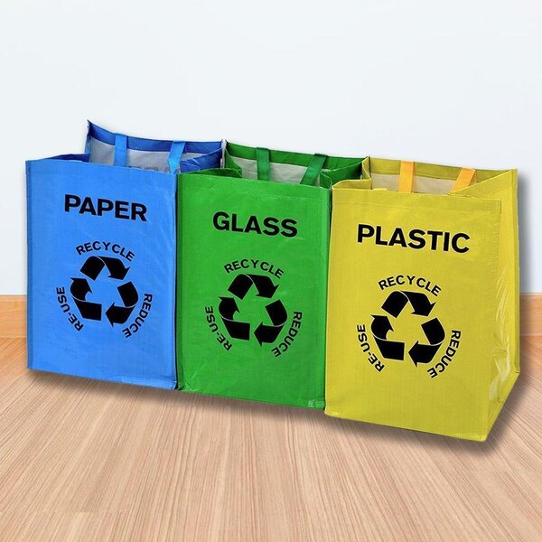 4Leaders Tašky na tříděný odpad papír plast sklo 3 ks 43×31×30 cm