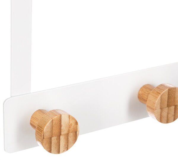 Držák na ručníky White Bamb, bílá/s dřevěnými prvky