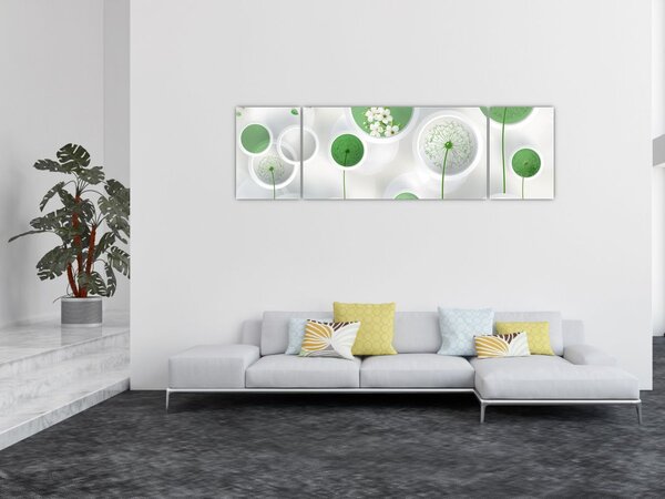 Obraz - Květy v kruzích (170x50 cm)