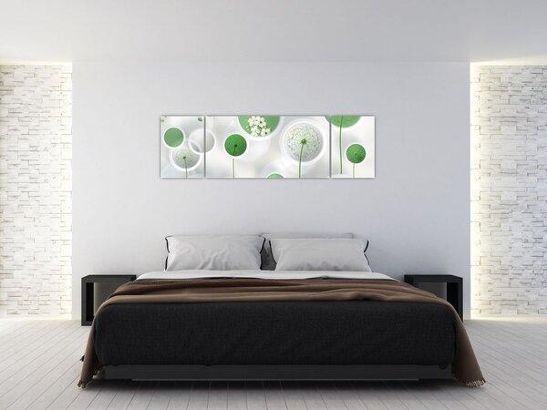 Obraz - Květy v kruzích (170x50 cm)