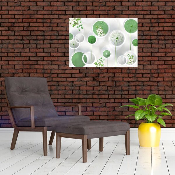 Obraz - Květy v kruzích (70x50 cm)