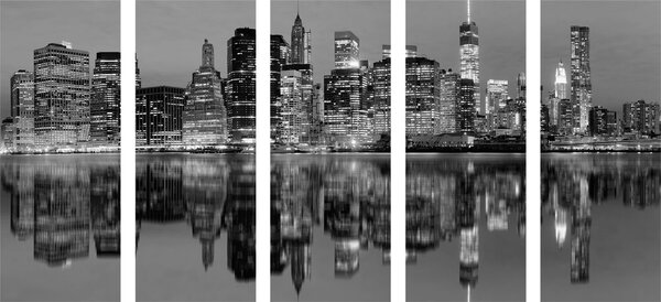 5-dílný obraz město Manhattan v černobílém provedení
