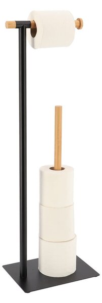Stojan na toaletní papír Black Bamboo, černá/s dřevěnými prvky