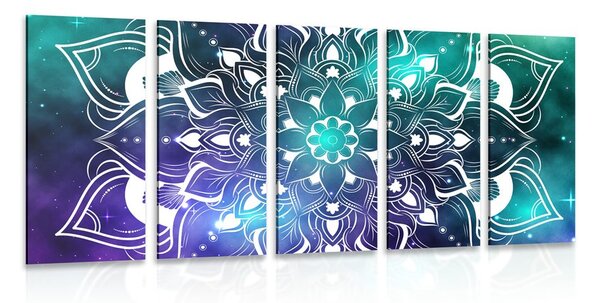 5-dílný obraz moderní Mandala s orientálním vzorem