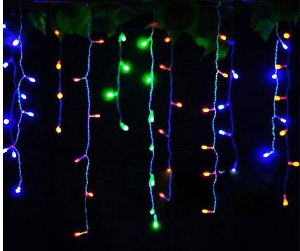 Světelný vánoční závěs - kombinace různobarevné nebo teplé bílé barvy, 2m, 208 LED