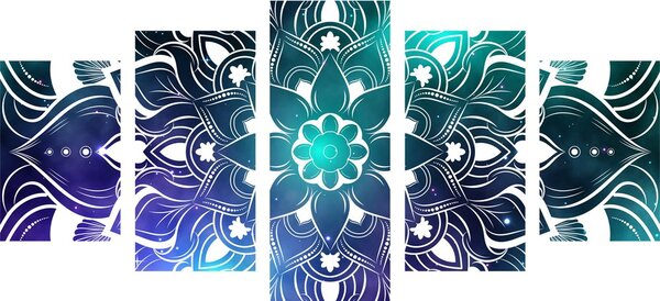 5-dílný obraz moderní Mandala s orientálním vzorem