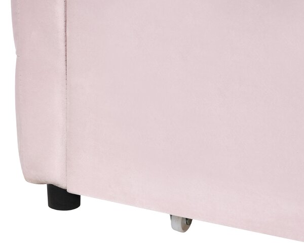 Denní postel s úložným prostorem Umělý samet MARRAY 90 x 200 cm Pastelově růžová