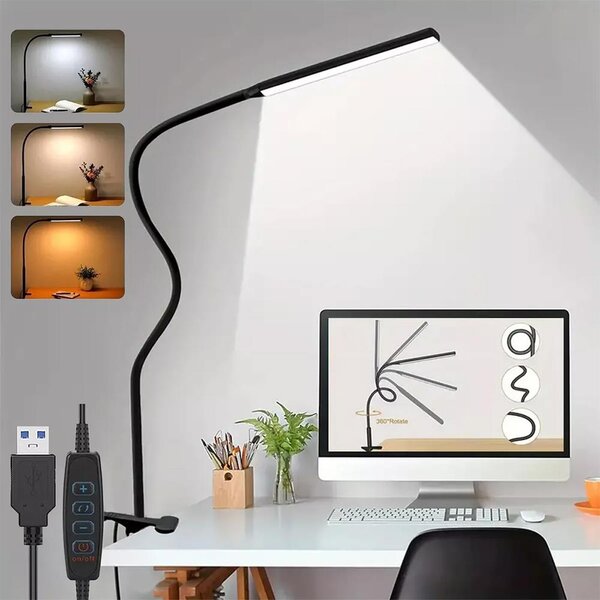 4Leaders Flexibilní stmívatelná LED lampa s klipem černá 71,5 cm