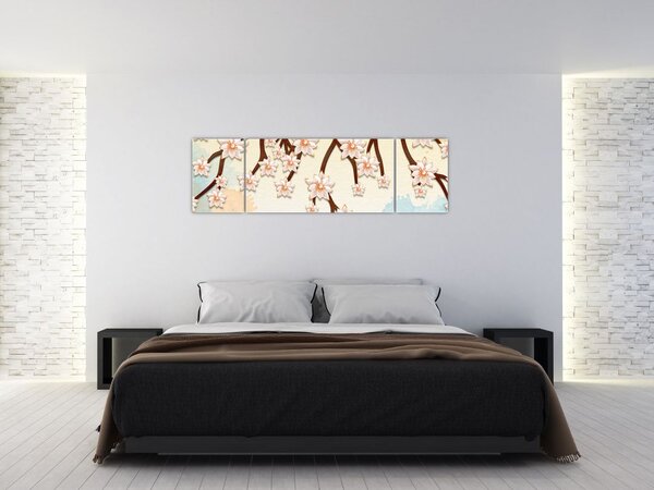 Obraz - Květy na větvích, barevné (170x50 cm)