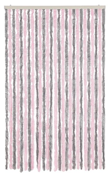 Závěs proti hmyzu stříbrošedý a růžový 118 x 220 cm žinylka