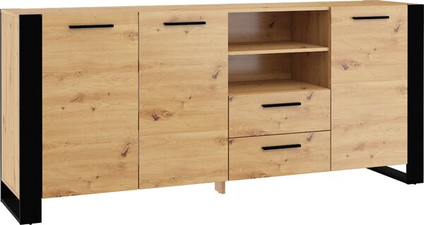 Komoda Nuka D 197 cm Příborník Highboard Skříň Černý řemeslně zpracovaný dub