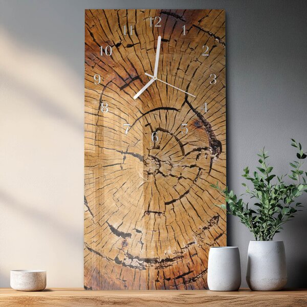Skleněné hodiny vertikální Dřevěné zrno zsppb-30x60-00084982