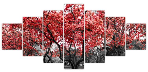 Obraz - Červené stromy, Central Park, New York (210x100 cm)