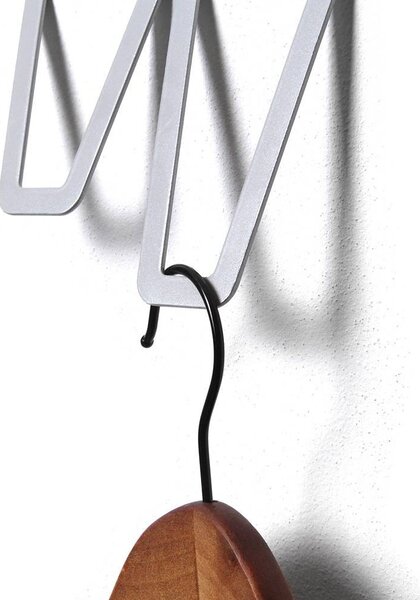 Nástěnný designový věšák dvojitý, šedá