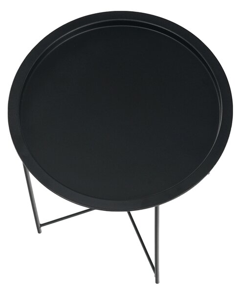 KONDELA Příruční stolek s odnímatelnou tácem, černá, RENDER