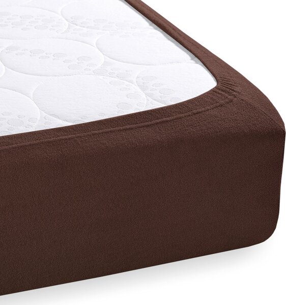 Froté napínací prostěradlo na extra vysokou matraci FR-026 Čokoládově hnědé 80 x 200 - výška 40 cm
