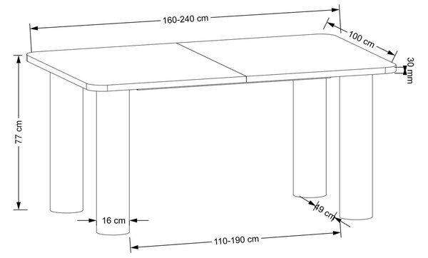 HALMAR Jídelní rozkládací stůl AZUL 160/240 cm dub přírodní