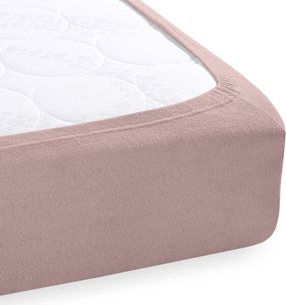 Froté napínací prostěradlo na extra vysokou matraci FR-024 Hnědorůžové 80 x 200 - výška 40 cm