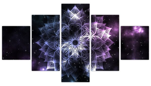 Obraz - Lotusová mandala ve vesmíru (125x70 cm)