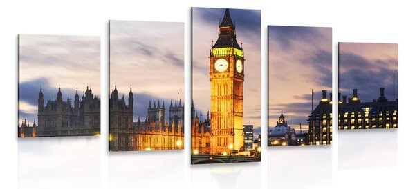 5-dílný obraz noční Big Ben v Londýně