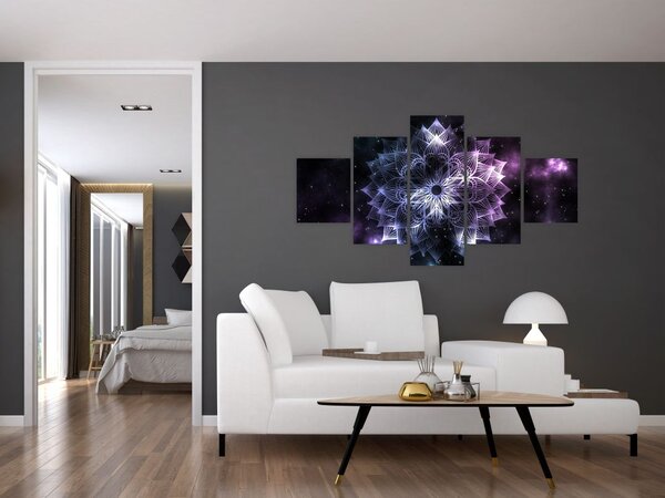 Obraz - Lotusová mandala ve vesmíru (125x70 cm)