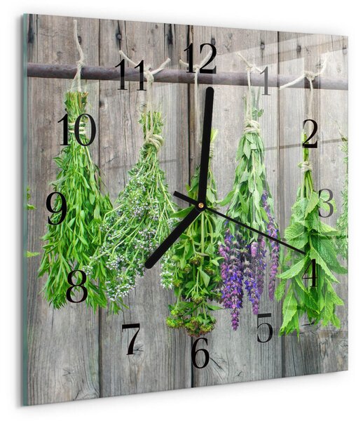 Skleněné hodiny na stěnu Bylinky zskc-30x30-00178317