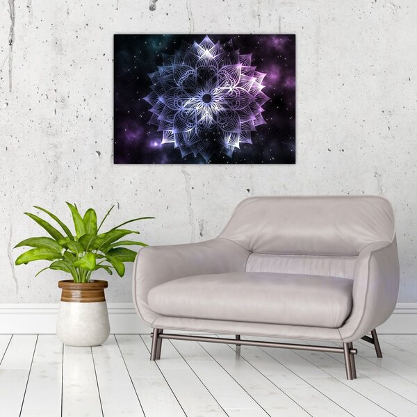 Obraz - Lotusová mandala ve vesmíru (70x50 cm)