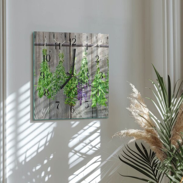 Skleněné hodiny na stěnu Bylinky zskc-30x30-00178317