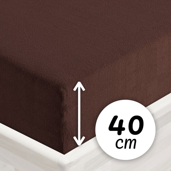 Froté napínací prostěradlo na extra vysokou matraci FR-026 Čokoládově hnědé 80 x 200 - výška 40 cm