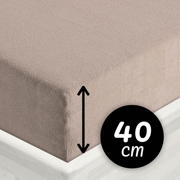 Froté napínací prostěradlo na extra vysokou matraci FR-027 Šedohnědé 80 x 200 - výška 40 cm