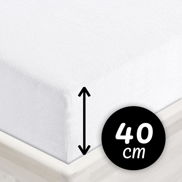 Froté napínací prostěradlo na extra vysokou matraci FR-031 Bílé 80 x 200 - výška 40 cm