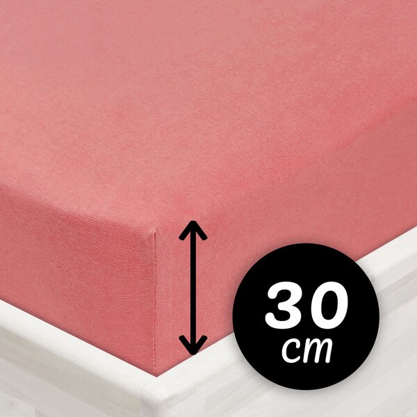 Jersey napínací prostěradlo na vysokou matraci JR-001 Korálové 80 x 200 - výška 30 cm