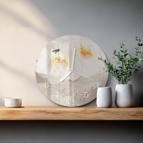 Skleněné hodiny na stěnu Orchidej zsob-fi30-00083758