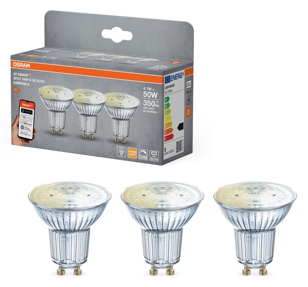 Smart LED reflektor SMART+ MATTER Dimmable PAR16 50, 4.7W, GU10, Triple Pack