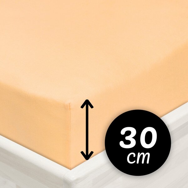 Jersey napínací prostěradlo na vysokou matraci JR-004 Meruňkové 80 x 200 - výška 30 cm