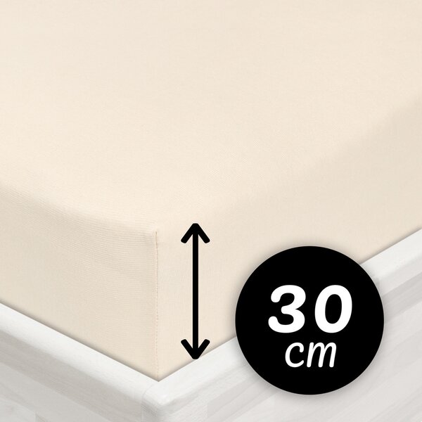Jersey napínací prostěradlo na vysokou matraci JR-002 Smetanové 80 x 200 - výška 30 cm