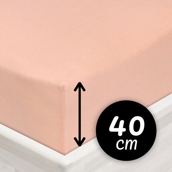 Jersey napínací prostěradlo na extra vysokou matraci JR-005 Světle broskvové 80 x 200 - výška 40 cm