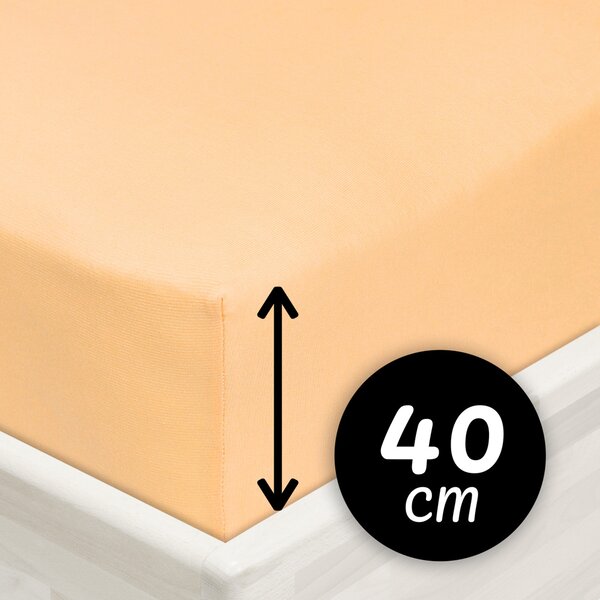 Jersey napínací prostěradlo na extra vysokou matraci JR-004 Meruňkové 80 x 200 - výška 40 cm