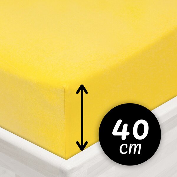 Jersey napínací prostěradlo na extra vysokou matraci JR-003 Žluté 80 x 200 - výška 40 cm