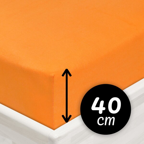Jersey napínací prostěradlo na extra vysokou matraci JR-006 Oranžové 80 x 200 - výška 40 cm