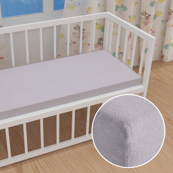 Dětské froté napínací prostěradlo do postýlky FR-028 Světle šedé 60 x 120 x 10 cm - do postýlky