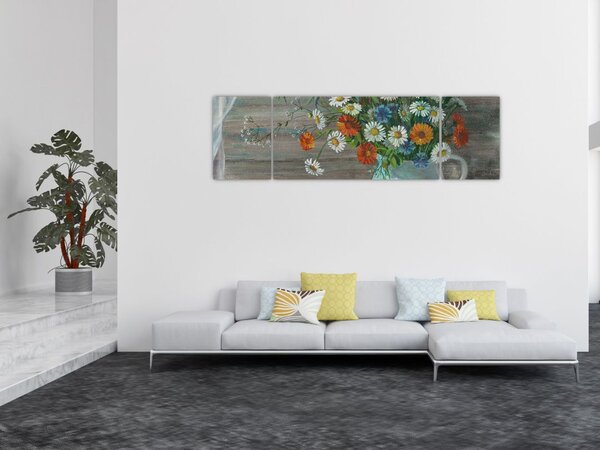 Obraz - Luční kvítí, olejomalba (170x50 cm)