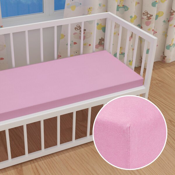 Dětské jersey napínací prostěradlo do postýlky JR-008 Růžová lila 60 x 120 x 10 cm - do postýlky