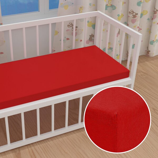 Dětské jersey napínací prostěradlo do postýlky JR-007 Sytě červené 60 x 120 x 10 cm - do postýlky