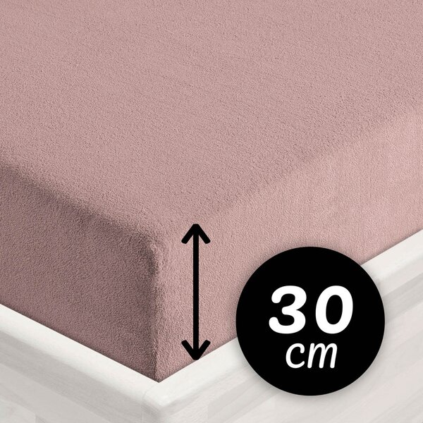 Froté napínací prostěradlo na vysokou matraci FR-024 Hnědorůžové 80 x 200 - výška 30 cm