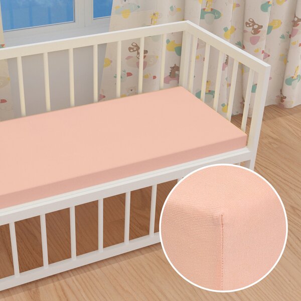Dětské jersey napínací prostěradlo do postýlky JR-005 Světle broskvové 60 x 120 x 10 cm - do postýlky