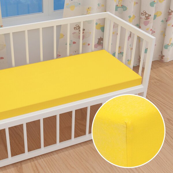 Dětské jersey napínací prostěradlo do postýlky JR-003 Žluté 60 x 120 x 10 cm - do postýlky